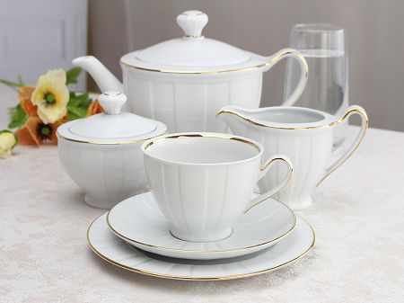 Garnitur do herbaty (kawy) na 6 osób (21 el.) Ćmielów - Oktawa 3610 ZŁOTA LINIA