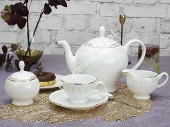 Garnitur do herbaty na 12 osób (39 el.) Bogucice - Iryda Gold 1122