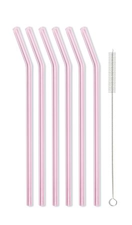 Kpl. słomek / rurek szklanych zakrzywionych 23 cm (6 szt.) Vialli Design - Różowe 1K.SŁO.6636 Kpl. słomek / rurek szklanych zakrzywionych 23 cm (6 szt.) Vialli Design - Różowe 1K.SŁO.6636