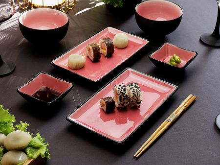 Zestaw do sushi dla 2 osób (8 el.) Tokyo Design Studio - Glassy Pink 21514