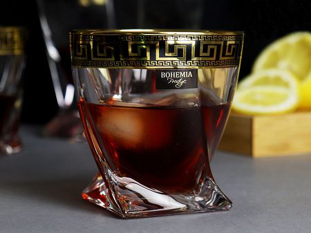 Kpl. szklanek do whisky 340 ml (6 szt.) Bohemia - QUADRO VERSO GOLD 4SB.QUV.949681