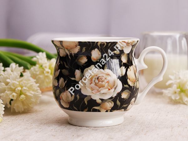 Kubek retro 0,47 L Duo - English roses black 15.ENG-B.K47 Kubek retro 0,47 L Duo - English roses black 15.ENG-B.K47