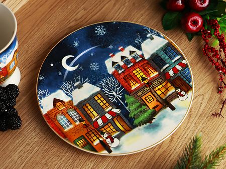 Komplet 2 talerzy deserowych 19 cm Duo - Christmas city 15.CHCI.K2TD